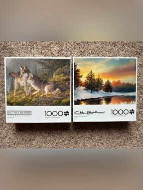 2 brand new jigsaw puzzles! Non toxic 100% recycled 1,000 pieces each